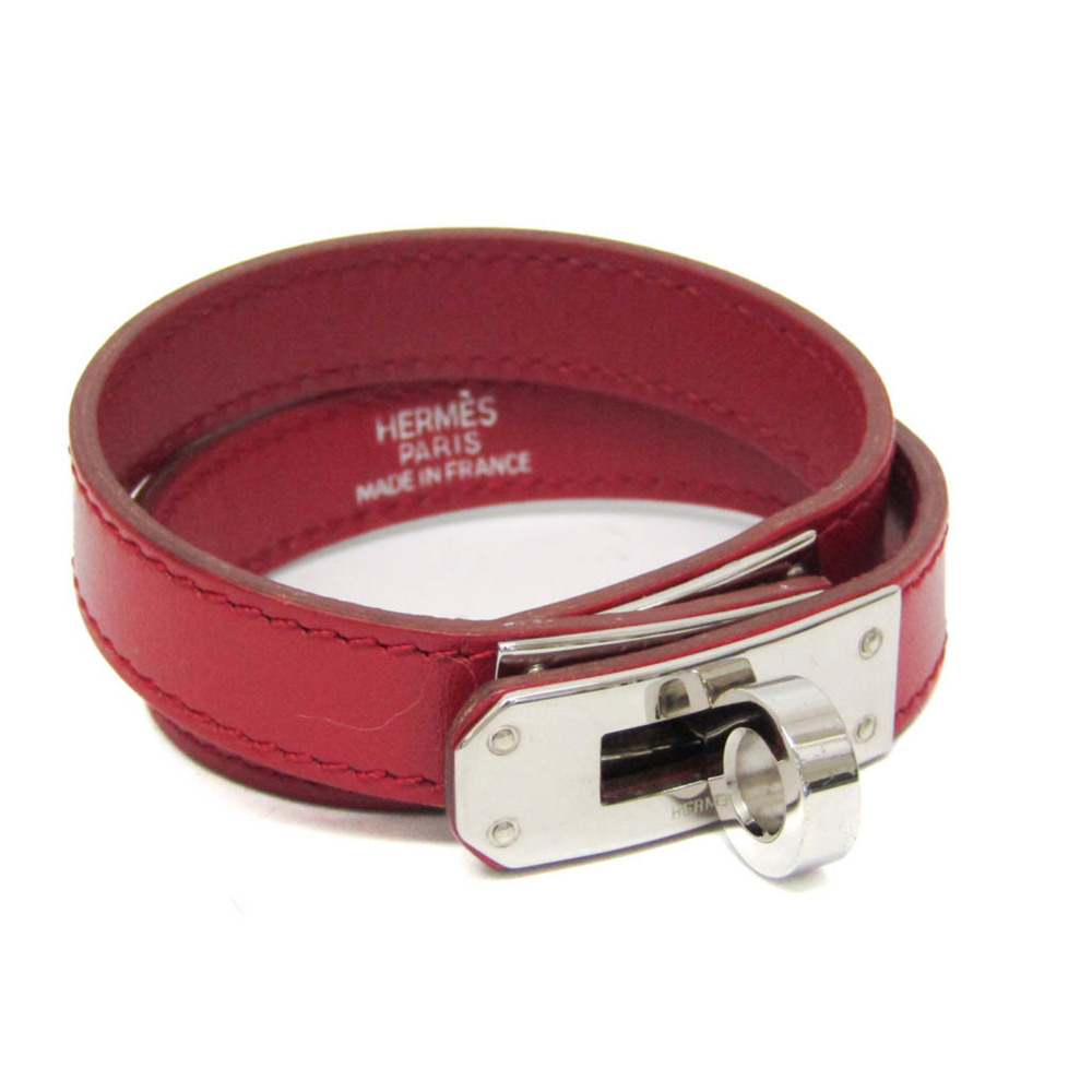HERMES Silver Leather Bracelet